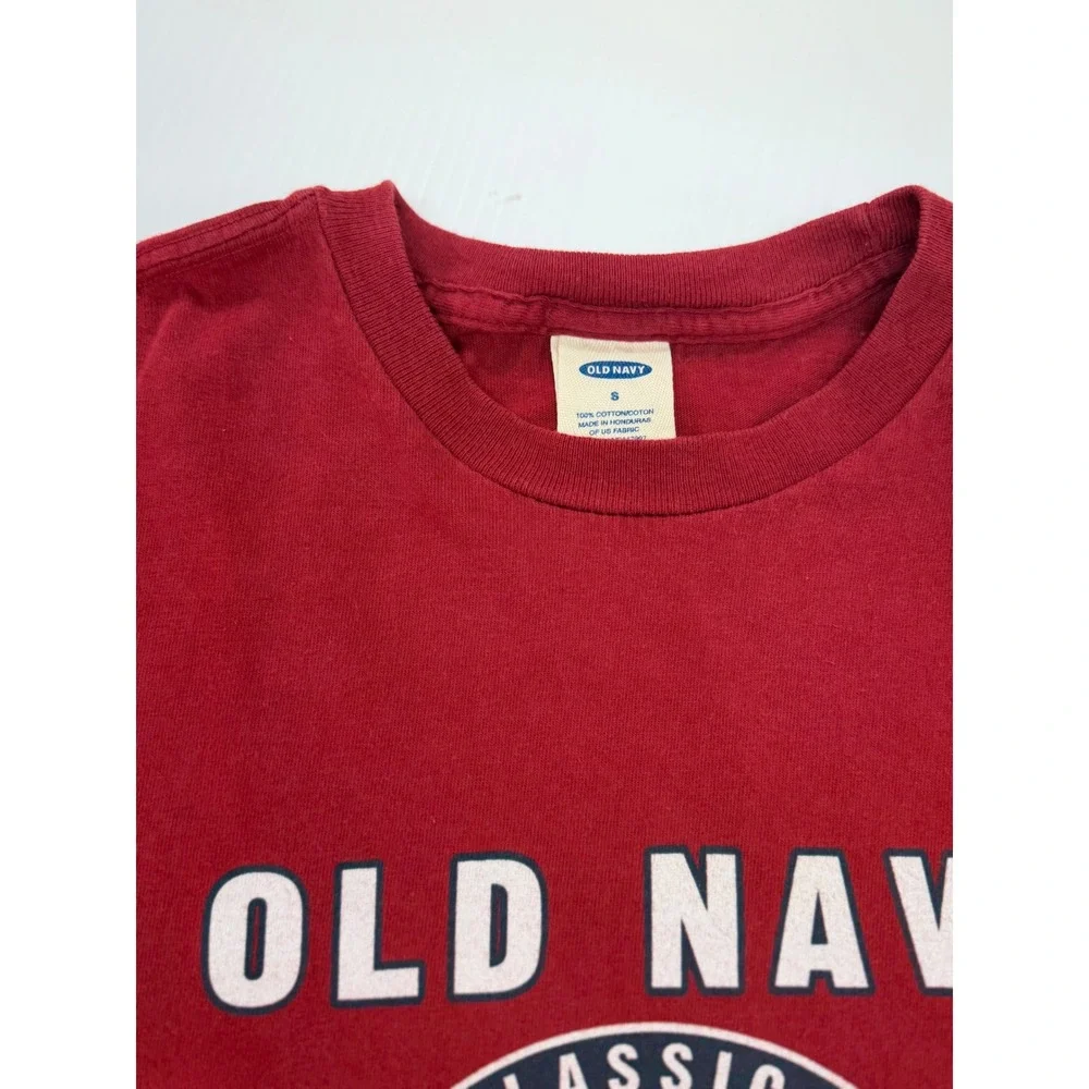 Old Navy Long Sleeve T-Shirt Maroon Moose Run Graphic Crew Neck Cotton Boys S